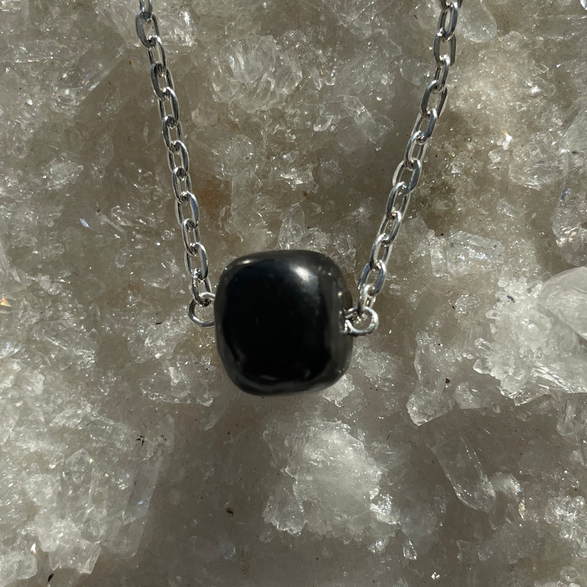 Shungite Necklace - Silver Bead Shungite Necklace - Silver Bead